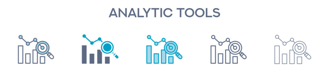 Analytic Tools Element For Design Graphic - Multi Styles. Vector Illustration Of Two Colored And Black. Multiple Icons Designs Can Be Used For Mobile, Ui, Web 
