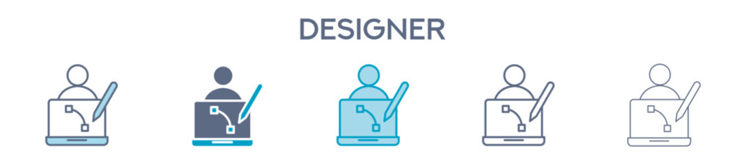 Designer Element For Design Graphic - Multi Styles. Vector Illustration Of Two Colored And Black. Multiple Icons Designs Can Be Used For Mobile, Ui, Web 