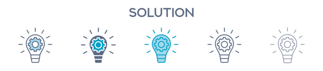 Solution Element For Design Graphic - Multi Styles. Vector Illustration Of Two Colored And Black. Multiple Icons Designs Can Be Used For Mobile, Ui, Web 