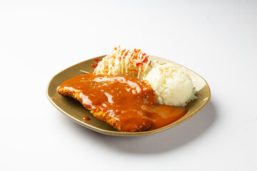 Korean Pork Cutlet with Brown Sauce and Rice 소스 듬뿍 돈까스 정식