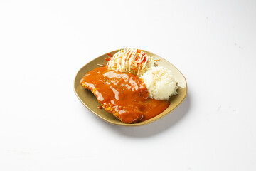 Korean Pork Cutlet with Brown Sauce and Rice 소스 듬뿍 돈까스 정식