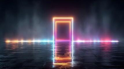 Vibrant Glowing Neon Shapes and Laser Beams Texture