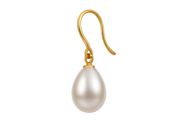 Elegant gold hook earring with a drop pearl