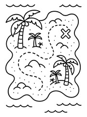 Fototapeta premium Treasure Map: Explore the mystery of a treasure map, charting a course towards adventure and hidden riches. An inviting design inspires imagination and the thrill of discovery.
