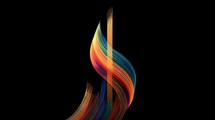 A vibrant abstract design with colorful swirling patterns on a black background