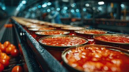 Mass Manufacturing Concept: Rows of Tinned Fish Preserves Ready for Distribution