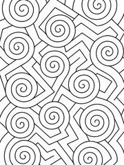 Fototapeta premium Whirlpool Lines: An intriguing black and white artistic composition of swirls and geometric lines creates a captivating visual display, a study in contrasts and rhythmic interplay.