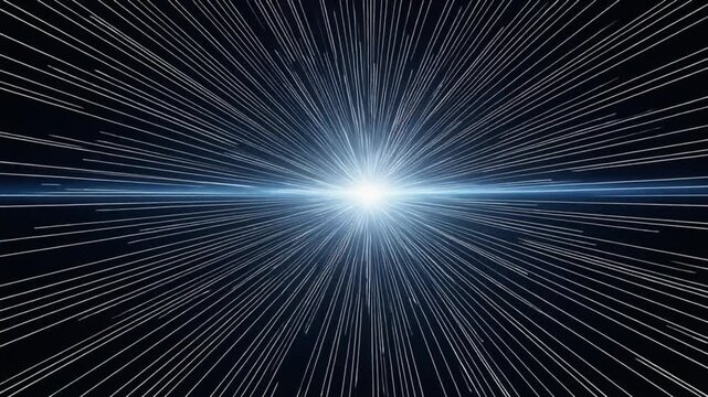 A bright light radiates outward in a starburst pattern against a dark background from a central point