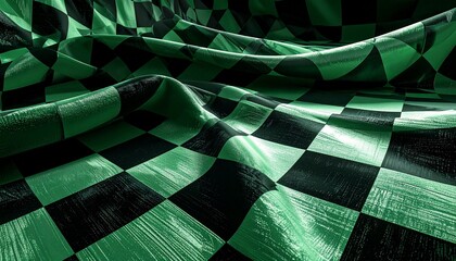 緑と黒の市松模様の背景　和風テクスチャ