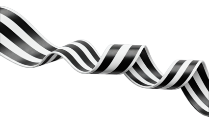 Black and white striped ribbon waving