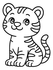 Tiger Cub's Simple Sketch: A charming and simplified illustration of a baby tiger, perfect for children's books or educational materials.