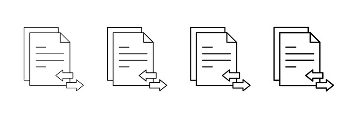 File Share Icons Vector Set In Different Stroke Line Style