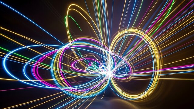 Vibrant colorful light trails abstract background. - Powered by Adobe