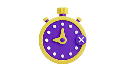 3D Stopwatch Icon with Cancel Symbol