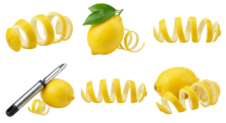 Lemon Peel Spirals and Whole Lemons with Peeler