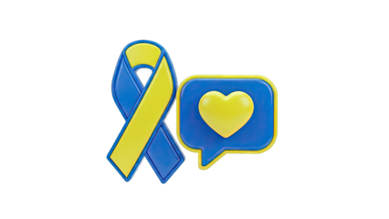 Down Syndrome Awareness Ribbon and Heart Icon