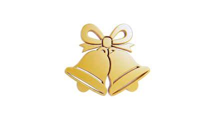 Golden wedding bells icon with a bow
