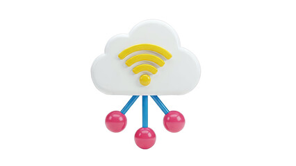 Cloud and Wi-Fi Symbol with Network Connections