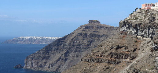 Volcanic ashes constitute Santorini slopes