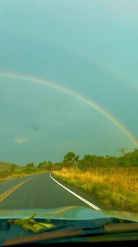rainbow over the road