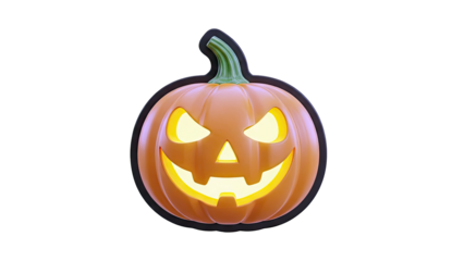Glowing Jack-o'-Lantern with Spooky Face