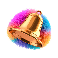 Gold Bell on Colorful Fluffy Pom-Pom
