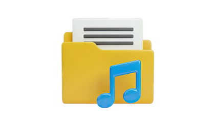 3D Folder Icon with Music Note and Document