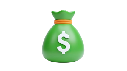 3D Green Money Bag with Dollar Sign