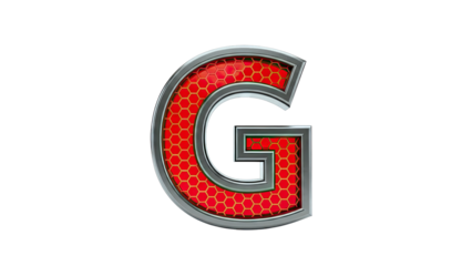 3D Letter G with Metallic Frame and Honeycomb Pattern