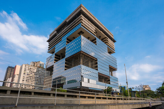Rio de Janeiro, Brazil - December 29, 2025: The main building of Petrobras oil and gas company is under renovation process in city downtown.