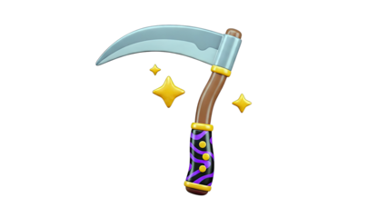 Cartoon Grim Reaper Scythe with Stars