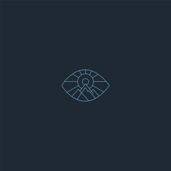 Eye and mountain line art logo representing vision, focus, and ambition.