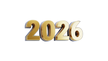 Golden 3D Year 2026 Text