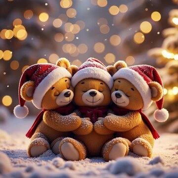 navida, ositos, juguete, vacaciones, osito, regalo, decoraciones, mu&ntilde;eco de nieve, pap&aacute; noel, de invierno, gorros, celebraciones, objeto, &aacute;rbol, nieve, caf&eacute;, rojo, actualidad, estacional, a&ntilde;o nuevo