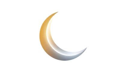Ramadan crescent moon isolated on transparent background