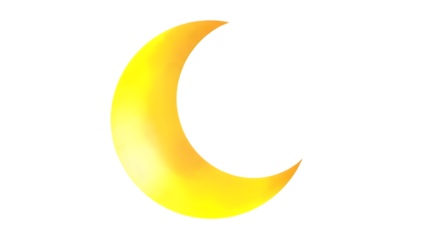 Ramadan crescent moon symbol isolated on transparent background