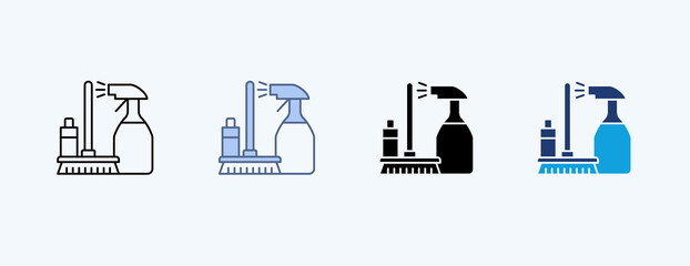 Cleaning Supplies Multiple Icon Illustration Vector