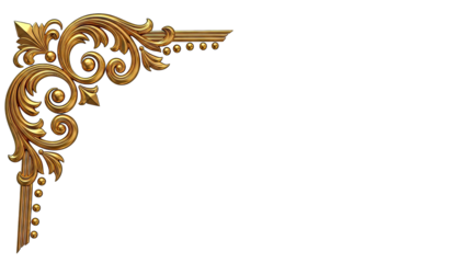 Ornate Gold Corner Ornament with Swirls and Beads