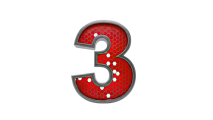 3D Number 3 with Hexagonal Pattern