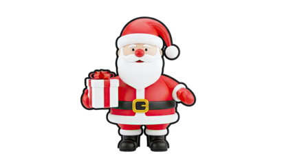 3D Santa Claus Holding a Gift