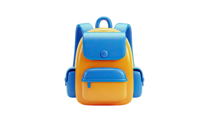 3D Render of an Orange and Blue Backpack