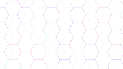 Fototapeta premium Abstract White Hexagon Pattern with Pastel Gradient Lines