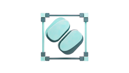 Abstract Teal Shapes in Geometric Frame