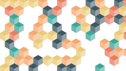 Obraz premium Abstract Colorful Isometric Cubes Pattern on White Background