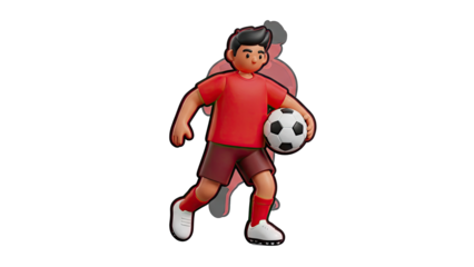 3D Cartoon Football Player Holding Ball