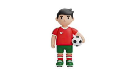 3D Cartoon Soccer Player with Ball