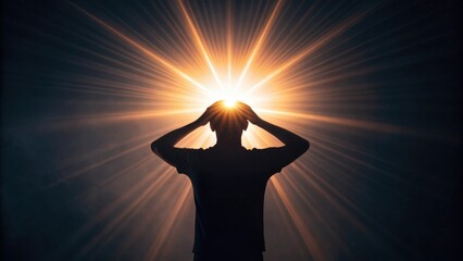 Person's Head Exploding With Radiant Light