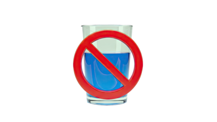 No Drinking Sign Over Glass of Blue Liquid
