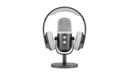 Podcast Microphone and Headphones Setup