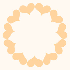 Simple circular frame made of bold pink heart shapes arranged in a clean, modern ring. Minimal and playful design perfect for Valentines Day, love themed graphics, cards, stickers, and invitations